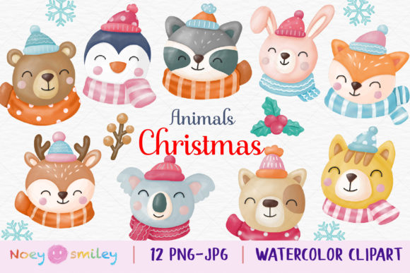Download Watercolor Christmas Animals Clipart - Christmas Collection