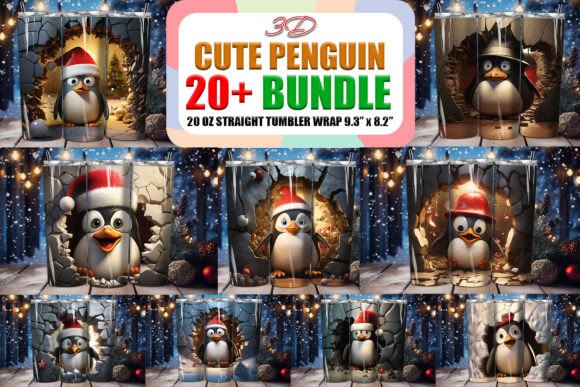 Download Christmas Penguin 3D Tumbler Wrap Bundle - Christmas Collection