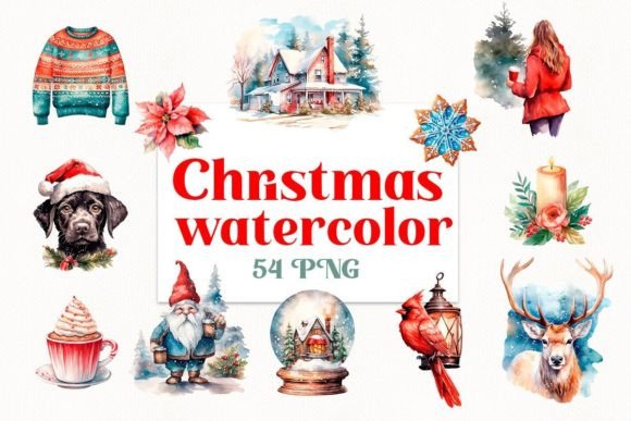 Download Christmas Watercolor Sublimation Bundle - Christmas Collection