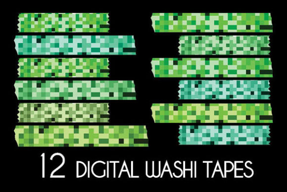 Download Green Pixelated Washi Tapes Patterns - Washi tapes patterns Collection