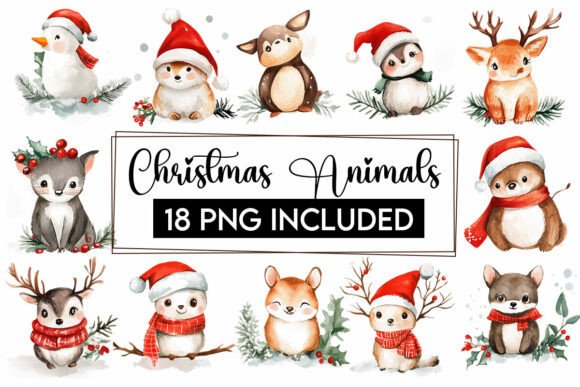 Download Christmas Baby Animals Clipart PNG Santa - Christmas Collection