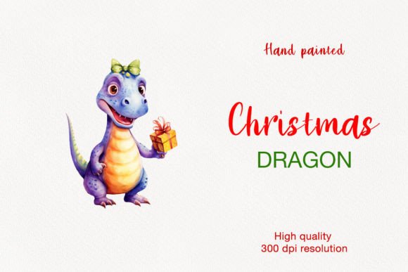 Download Dragon Christmas Animals Hand Painted - Christmas Collection