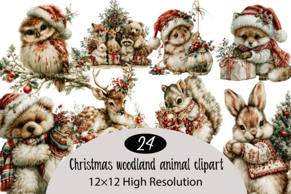Download Christmas Woodland Animal Clipart Bundle - Christmas Collection