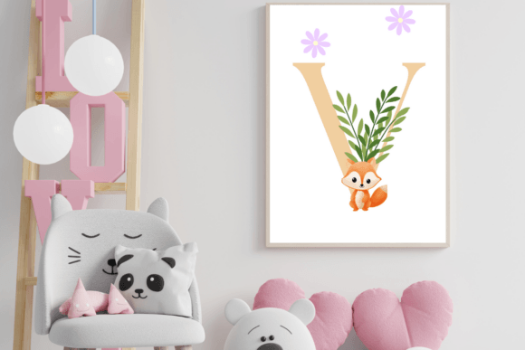 Download Decorative Letter V with Animal Wall Art - Animal wall art Collection