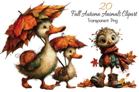Download Whimsical Fall Autumn Animals Clipart - Fall Collection