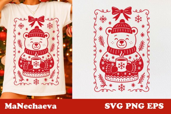 Download Christmas Coquette Frame Bear SVG - Christmas Collection