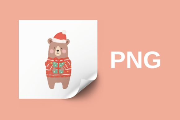 Download Cute Christmas Bear with Gift PNG - Christmas Collection
