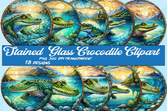 Download Crocodile Stained Glass PNG Clipart - Crocodile Collection