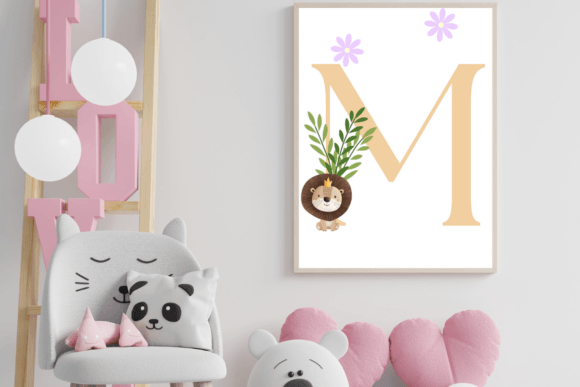 Download Decorative Letter M with Animal Wall Art - Animal wall art Collection