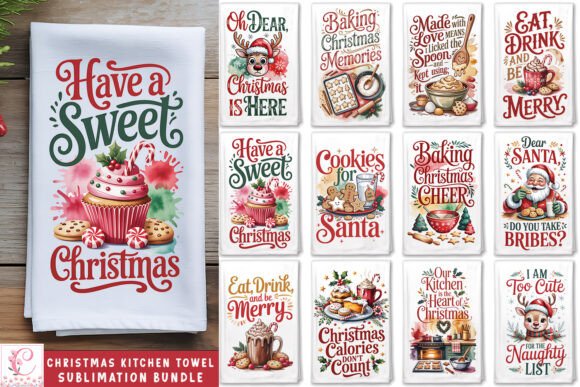 Download Christmas Kitchen Towel Sublimation Bund - Christmas Collection