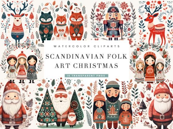 Download Scandinavian Folk Art Christmas Clipart - Christmas Collection