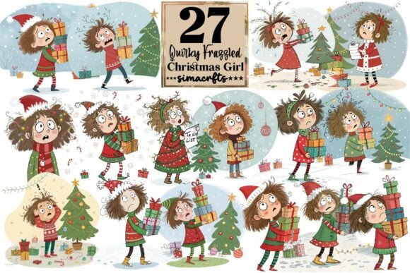 Download Quirky Frazzled Christmas Girl Clipart - Christmas Collection