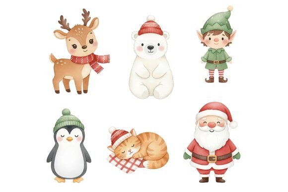 Download Cute Christmas Character Clipart Set - Christmas Collection