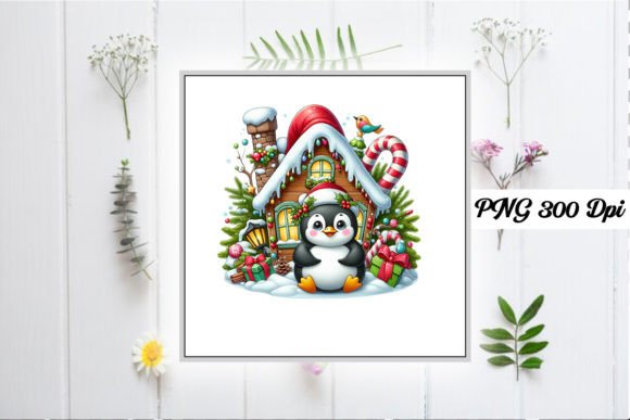 Download Christmas Funny Penguin House Clipart - Christmas Collection
