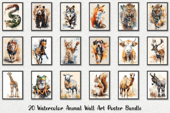 Download Watercolor Animal Wall Art Poster Bundle - Animal wall art Collection