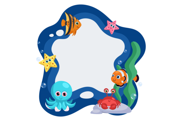 Download Underwater Fauna Frame. Cartoon Sea Anim - Fauna Collection
