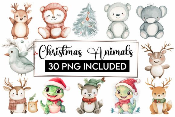 Download Christmas Baby Animals Clipart PNG Santa - Christmas Collection