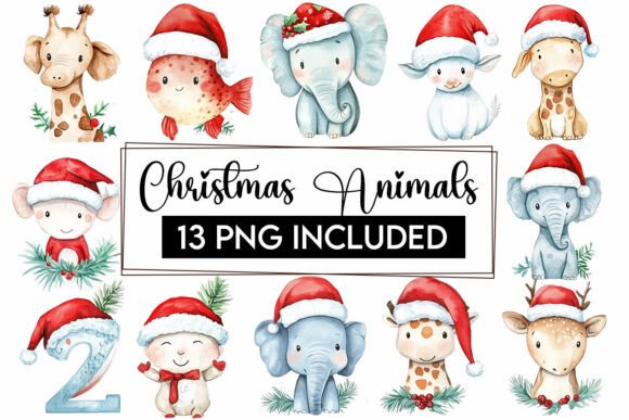 Download Christmas Baby Animals Clipart PNG Santa - Christmas Collection