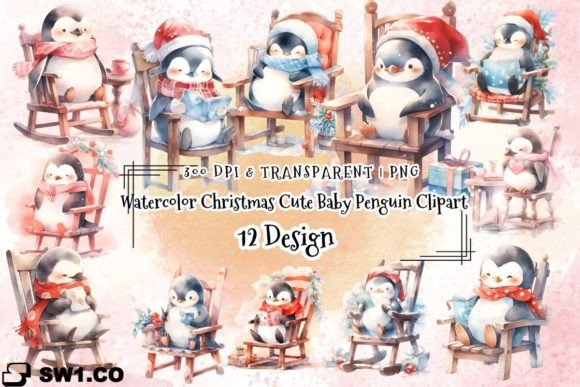 Download Watercolor Cute Penguin Christmas PNG - Christmas Collection