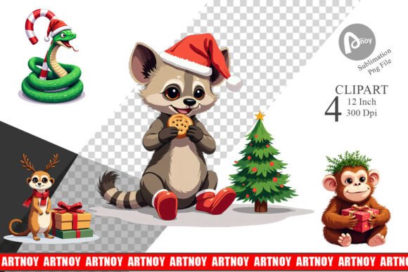 Download Christmas Jungle Animals Clipart - Christmas Collection
