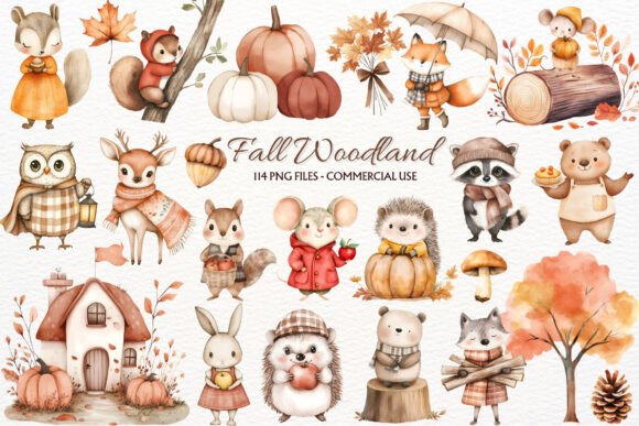 Download Fall Woodland PNG Autumn Animals Clipart - Fall Collection
