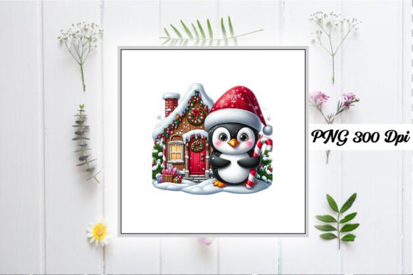 Download Christmas Funny Penguin House Clipart - Christmas Collection