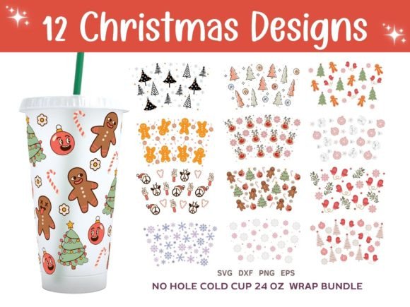 Download Christmas Cold Cup 24oz Designs SVG - Christmas Collection