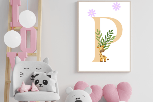 Download Decorative Letter P with Animal Wall Art - Animal wall art Collection