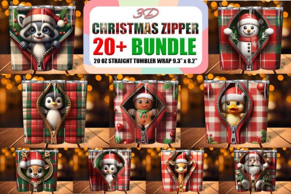 Download Zipper 3D Christmas Tumbler Wrap Bundle - Christmas Collection