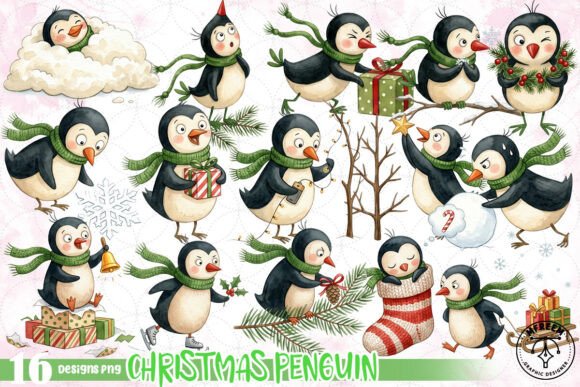 Download Watercolor Christmas Penguin PNG - Christmas Collection
