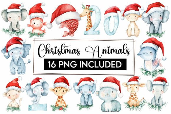 Download Christmas Baby Animals Clipart PNG Santa - Christmas Collection
