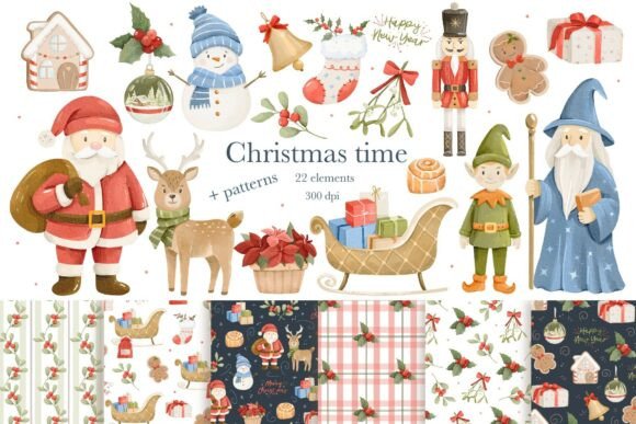 Download Watercolor Cute Characters Christmas - Christmas Collection