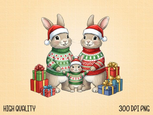 Download Cute Rabbit in Christmas Sweater PNG - Christmas Collection