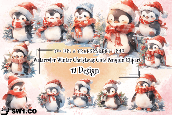 Download Watercolor Winter Penguin Christmas PNG - Christmas Collection