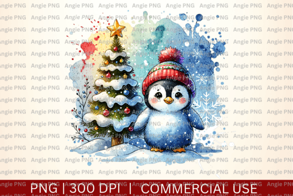 Download Watercolor Christmas Penguin PNG - Christmas Collection