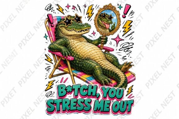 Download Funny Stressed Crocodile Summer PNG - Crocodile Collection